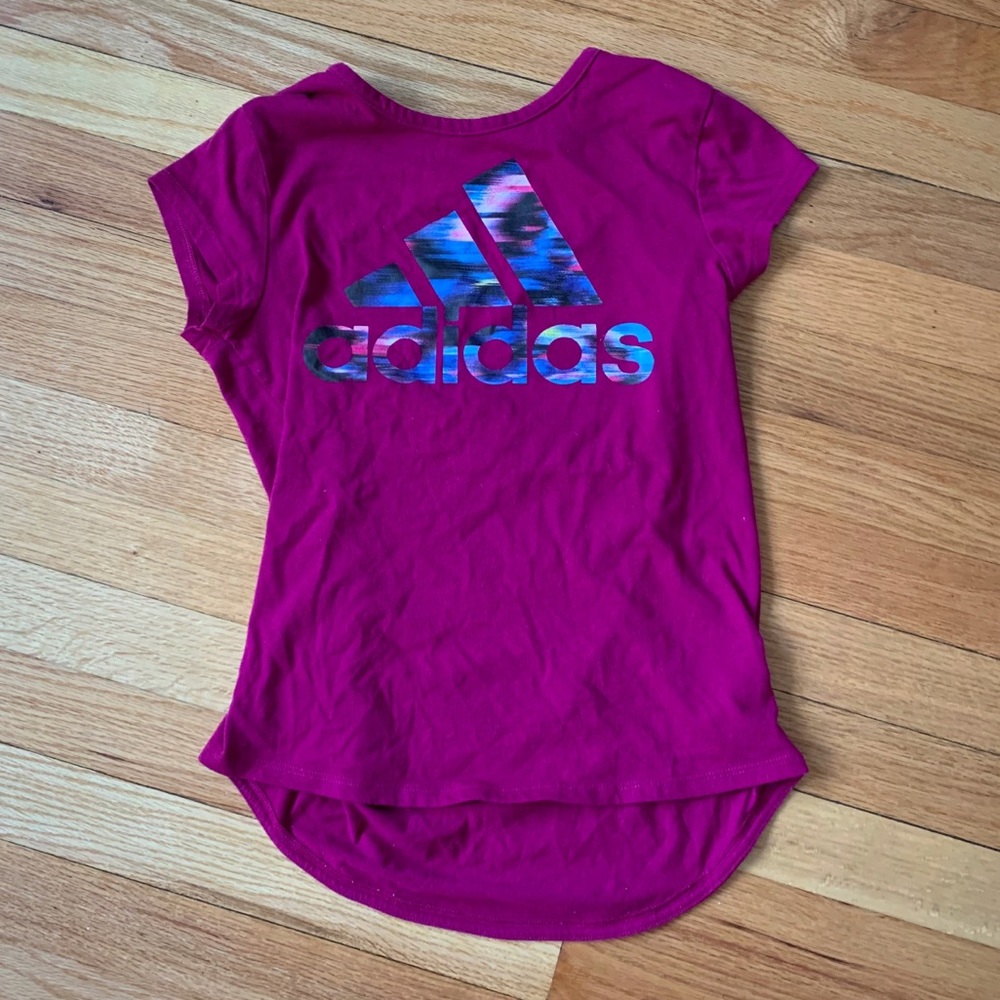 Girls Magenta Adidas T-shirt
